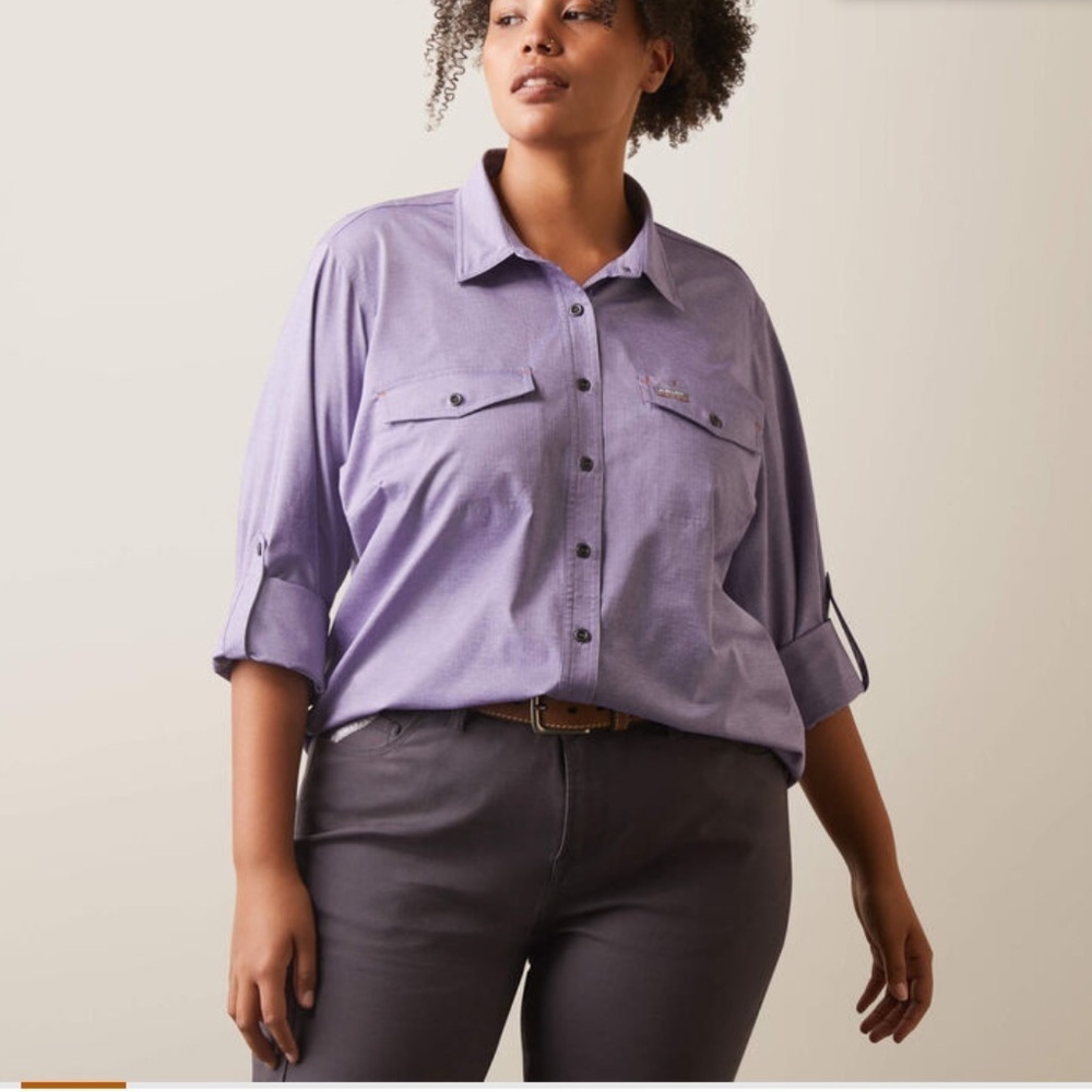 Ariat Women’s Rebar VenTEK Durastretch Work Shirt Purple Small Ripstop